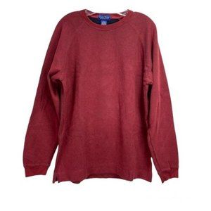 Club Room Mens Sweater Burgundy Knit Crewneck Long Sleeve Pullover Cotton Size M